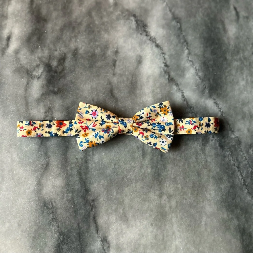 John Henric 100% Linen Floral Kids Bow Tie